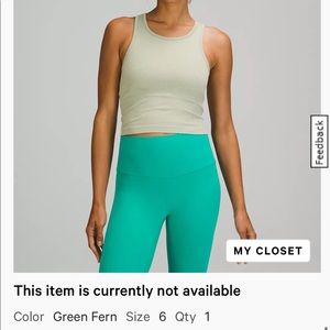 Lululemon green fern Ebb to street tank racerback size 6